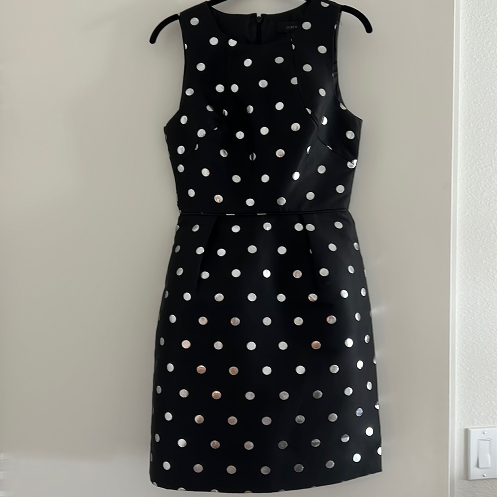 J.Crew Black/Silver Polka Dot Sheath Dress